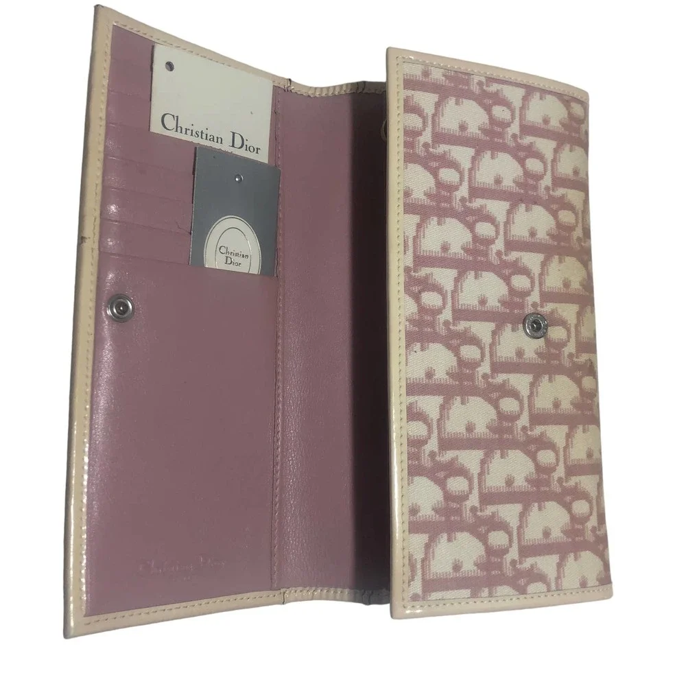 DIOR Vintage Pink Trotter Logo Girly #1 Long Wallet - Picture 2 of 9